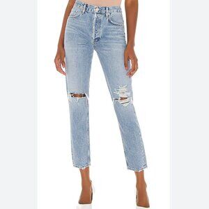AGOLDE Women's Size 23 Blue Distressed Jamie Straight Fit Jeans